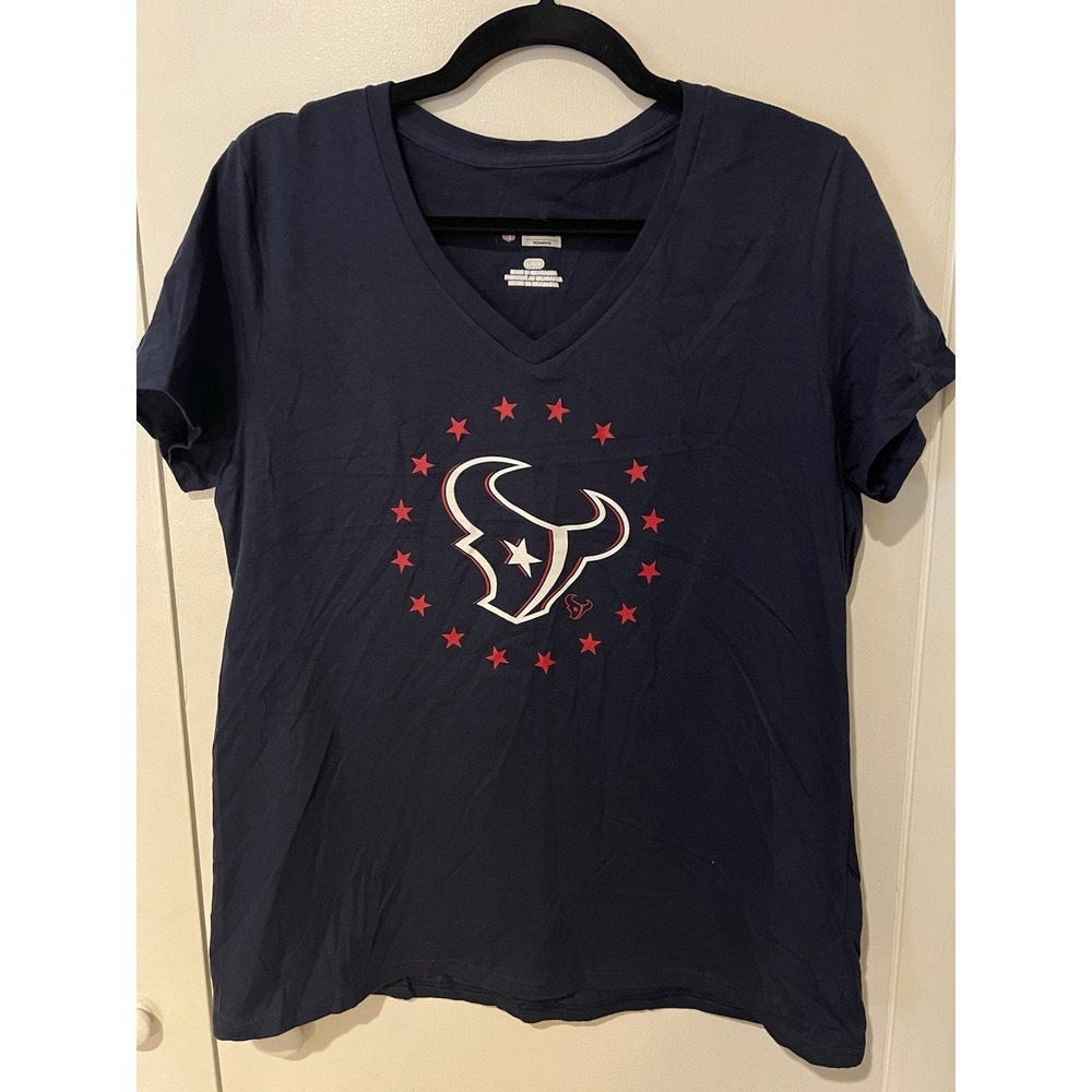 NFL Houston Texans Women's Size Large Navy T-shirt V-Neck Top New